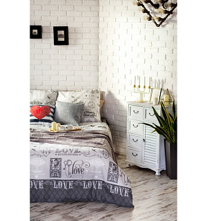 Постельное бельё "Этель" 1.5 сп Love 143*215 см, 150*214 см, 70*70 см -2 шт