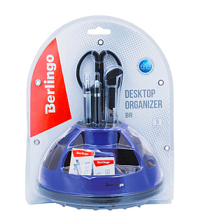 Настольный органайзер Berlingo "BR", 9 предметов, вращающийся, черный/синий, блистер