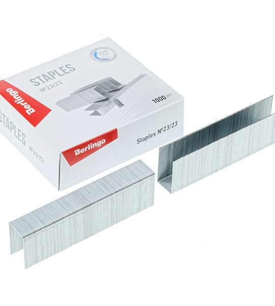 Скобы для степлера №23/23 Berlingo, оцинкованные, 1000шт.