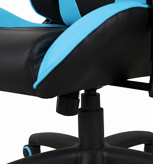 Кресло компьютерное BRABIX "GT Master GM-110", две подушки, экокожа, черное/голубое, 531928