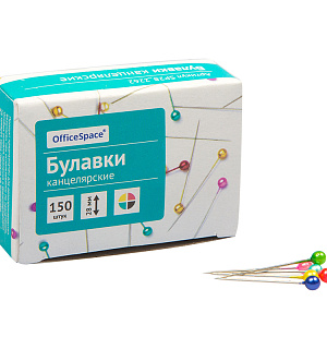 Булавки офисные OfficeSpace, 28мм, 150шт., картонная коробка