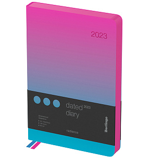 Ежедневник датированный 2023г., A5, 184л., кожзам, Berlingo "Radiance", синий/розовый градиент