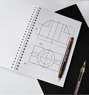 Набор изографов Rotring 0,2/0,3/0,5мм, мех. карандаш 0,5мм, грифели, ластик, насадка для циркуля