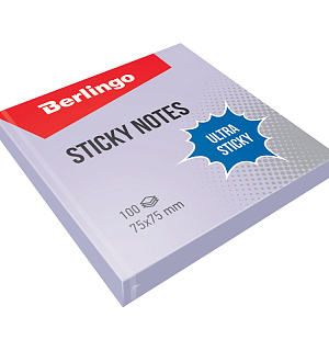 Самоклеящийся блок Berlingo "Ultra Sticky", 75*75мм, 100л, пастель, фиолетовый