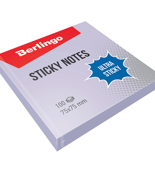 Самоклеящийся блок Berlingo "Ultra Sticky", 75*75мм, 100л, пастель, фиолетовый