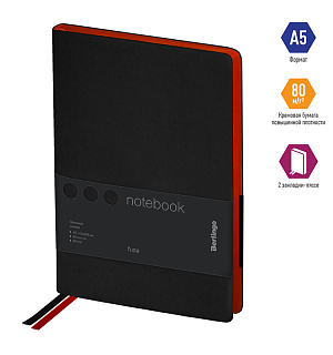 Записная книжка А5 80л., кожзам, Berlingo "Fuze", цветной срез, черный