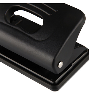 Дырокол OfficeSpace 10л., пластиковый, черный, с линейкой