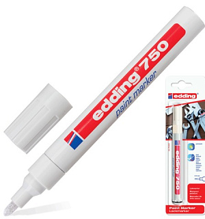 Маркер-краска лаковый EDDING "750", 2-4 мм, БЕЛЫЙ, круглый наконечник, алюминиевый корпус, Е750/49