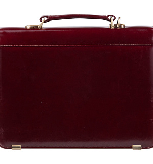 Портфель Delucci "Калипсо", кожа, темный коньяк, 1 отделение, метал. замок, с ремнем