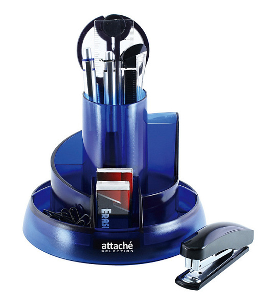 Набор настольный Attache Selection 10 предметов прозрачный синий S-908