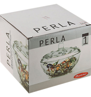 Сахарница, с крышкой, диаметр 140 мм, фактурное стекло, "Perla", PASABAHCE, 97236