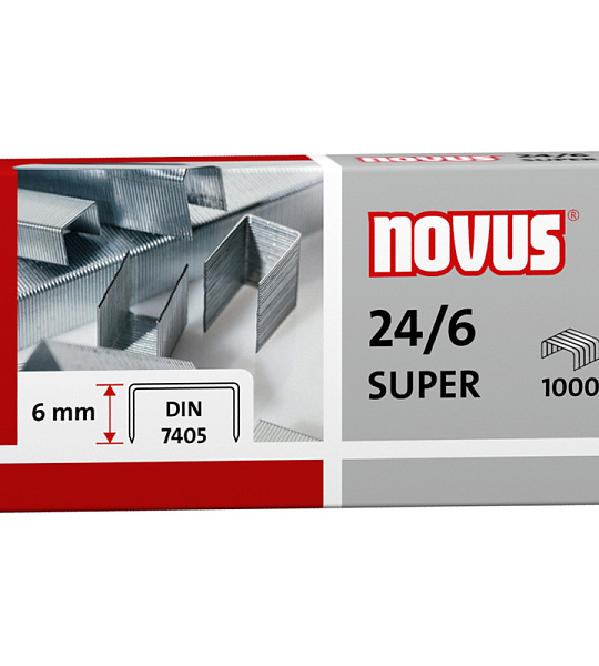 Скобы для степлера №24/6 Novus, оцинкованные, 1000шт.