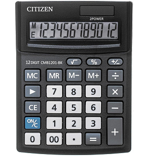 Калькулятор настольный КОМПАКТНЫЙ CITIZEN BusinessL CMB1201-BK 12разр.Чер