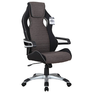 Кресло компьютерное BRABIX "Techno GM-002", ткань, черное/серое, вставки белые, 531815