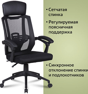 Кресло офисное BRABIX "Nexus ER-401", с подголовником, черное, 531835