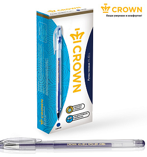 Ручка гелевая Crown "Hi-Jell" синяя, 0,5мм, штрих-код