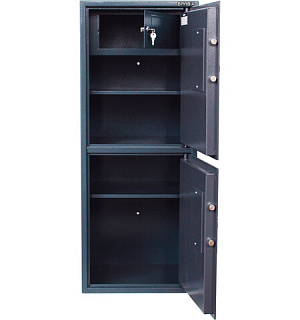Сейф BRABIX "КМ-1200Т/2", 1200х475х400 мм, 76 кг, 2 отделения, ключевой замок, трейзер, крепление к стене, 291170