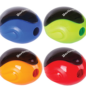 Точилка пластиковая Berlingo "Round" 1 отверстие, контейнер, ассорти, дисплей