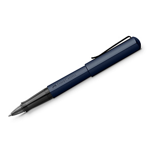 Ручка-роллер Faber-Castell "Hexo" черная, 0,7мм, шестигран., синий корпус, инд. карт. упаковка