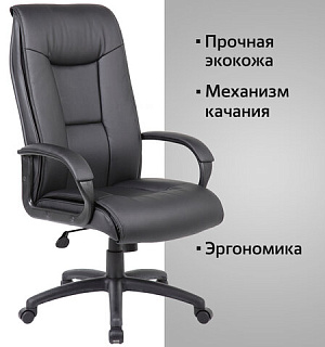 Кресло офисное BRABIX PREMIUM "Work EX-513", экокожа, черное, 531943
