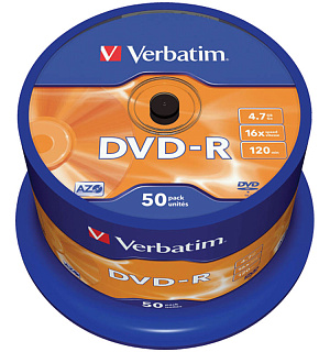 Диск DVD-R 4.7Gb Verbatim 16x Cake Box (50шт)