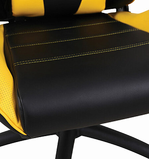 Кресло компьютерное BRABIX "GT Master GM-110", две подушки, экокожа, черное/желтое, 531927