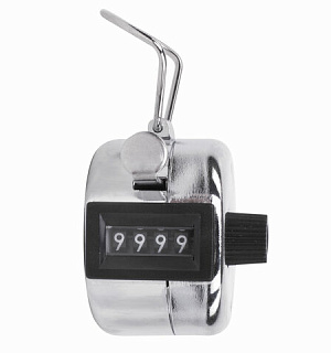 Счетчик механический (кликер), счет от 0 до 9999, корпус металлический, хром, BRAUBERG, 453995