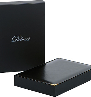 Ежедневник недатированный, A5, 160л., кожа, Delucci, гладкая кожа, золот. срез, черный