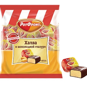 Халва РОТ ФРОНТ, в шоколаде, 400 г, пакет, РФ07360