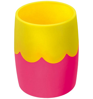 Подставка-стакан СТАММ, пластик, круглый, двухцветный розово-желтый