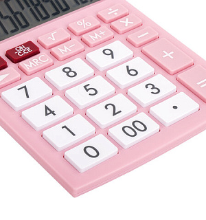 Калькулятор настольный BRAUBERG ULTRA PASTEL-12-PK (192x143 мм), 12 разрядов, двойное питание, РОЗОВЫЙ, 250503