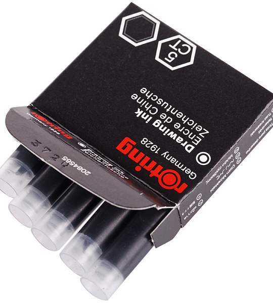Чернила для рапидографа Rotring черные, картиридж, 5шт., картон. Упаковка