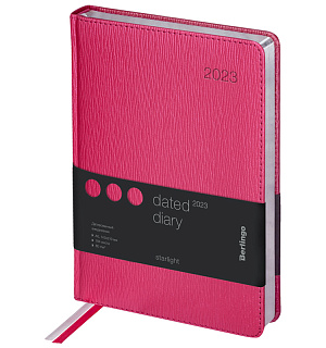 Ежедневник датированный 2023г., А5, 184л., кожзам, Berlingo "Starlight", сер. срез, фуксия