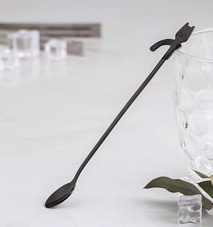 Ложка барная Magistro «Котик», 20×3,3×1,5 см, цвет чёрный