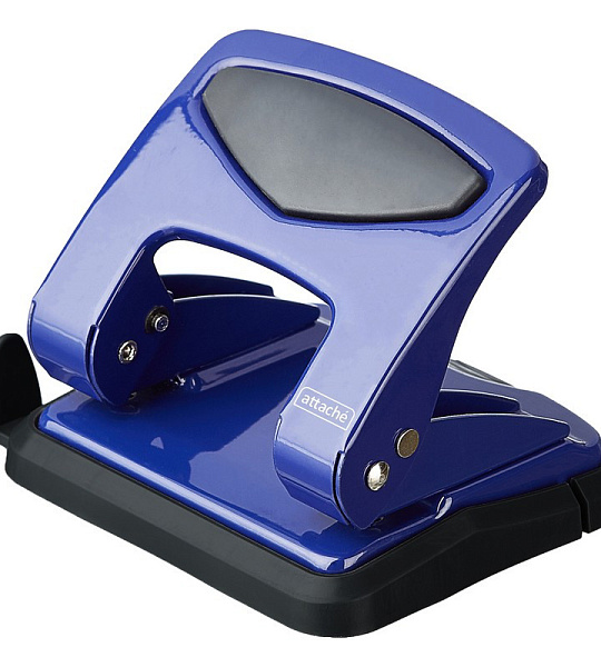 Дырокол Attache до 35 листов, с блокиратором, металлич., синий