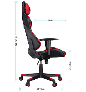 Кресло игровое Helmi HL-G01 "Victory", искусственная кожа, черная/красная, 2 подушки