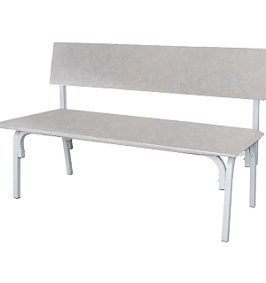 Банкетка со спинкой Астрид+ БМ 9, 980*450*415 (800) каркас алюм. муар светло-серый, кожзам светло-серый К-05