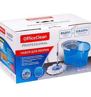 Набор для уборки OfficeClean Professional ведро 5л с отжимом, самоотж. швабра с круг. насадкой (2шт)