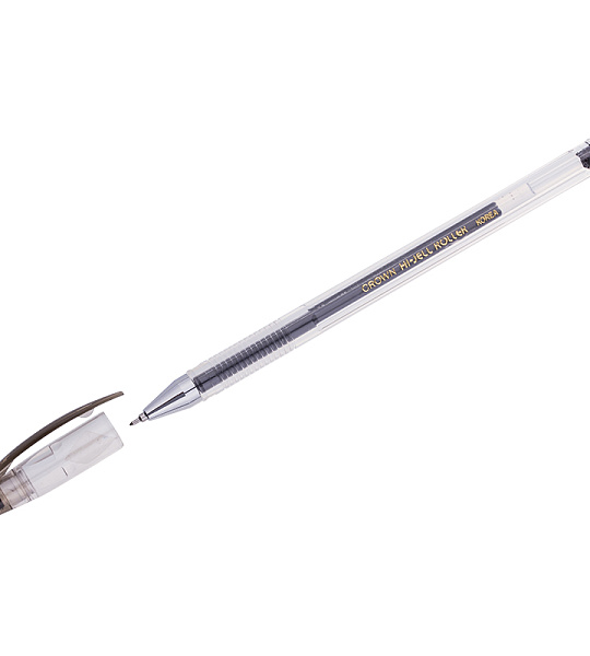 Ручка гелевая Crown "Hi-Jell Needle" черная, 0,5мм, игольчатый стержень