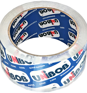 Клейкая лента упаковочная Unibob, 48мм*66м, 45мкм, крист. чистая