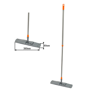 Швабра OfficeClean Professional, телеск.ручка 120см, пласт.флаун.40см, МОП микрофибра (карманы)
