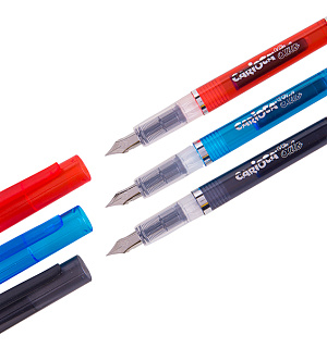 Ручка перьевая Carioca "Stilo", 3 картриджа, корпус ассорти, блистер