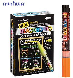Маркер меловой MunHwa "Black Board Marker" оранжевый, 3мм, водная основа