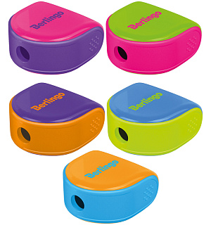 Точилка пластиковая Berlingo "Fuze Ergo" 1 отверстие, контейнер, ассорти, блистер, европодвес