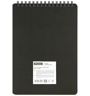 Блокнот А5 60л. на гребне OfficeSpace "Base", черная пластиковая обложка