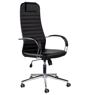 Кресло офисное BRABIX "Pilot EX-610 CH" premium, хром, кожзам, черное, 532418
