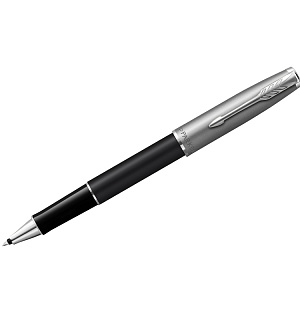 Ручка-роллер Parker "Sonnet Sand Blasted Metal&Black Lacquer" черная, 0,8мм, подарочная упаковка
