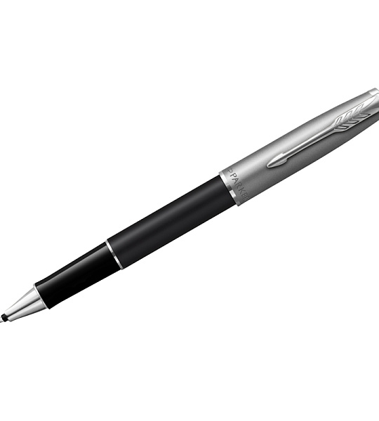 Ручка-роллер Parker "Sonnet Sand Blasted Metal&Black Lacquer" черная, 0,8мм, подарочная упаковка