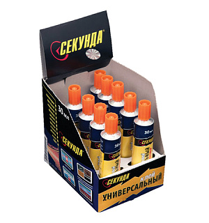 Клей универсальный СЕКУНДА, 30 мл, в шоу-боксе, 403-158