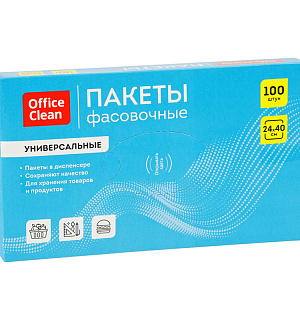 Пакеты фасовочные OfficeClean, универсальные, 25*40см, ПВД, 16мкм, в диспенсере, 100шт.